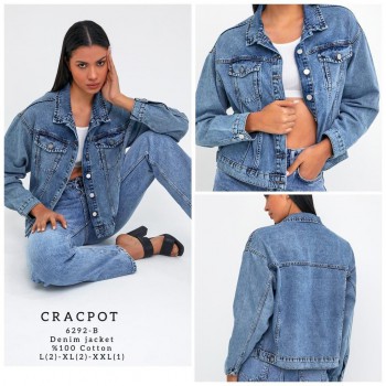 Женский Джинсовый Пиджак Cracpot (Большие размеры)