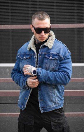 Мужская Джинсовая Куртка Black Island